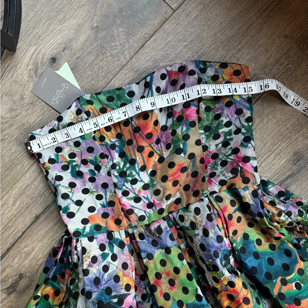 NEW ✨Anthropologie COREY LYNN CALTER Floral Polka Dot Strapless Dress 4 PROM - Picture 5 of 10